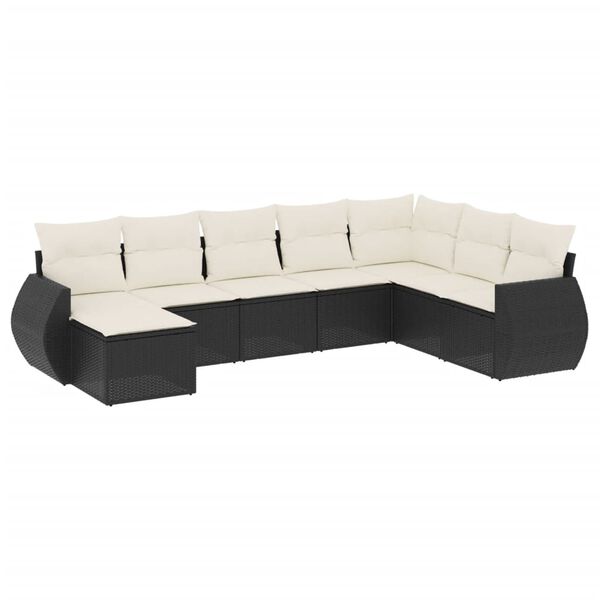 vidaXL Salon de jardin 8 pcs avec coussins noir r&eacute;sine tress&eacute;e