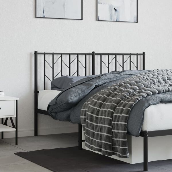 vidaXL T&ecirc;te de lit de remplacement m&eacute;tal noir 140 cm