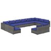 vidaXL Salon de jardin 12 pcs avec coussins Gris R&eacute;sine tress&eacute;e