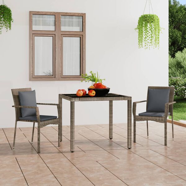 vidaXL Chaises de jardin avec coussins lot de 2 Résine tressée Gris
