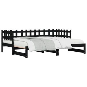 vidaXL Lit coulissant sans matelas noir 2x(90x190) cm Bois massif