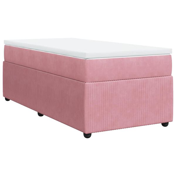 vidaXL Sommier &agrave; lattes de lit avec matelas Rose 90x190 cm Velours