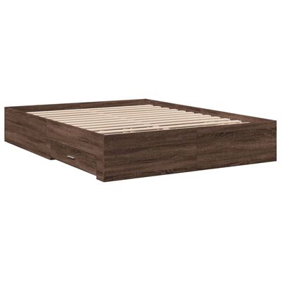 vidaXL Cadre de lit et tiroirs chêne marron 160x200 cm bois ingénierie