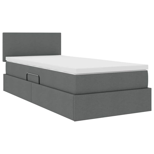 vidaXL Lit avec rangement et matelas Gris fonc&eacute; 90 x 190 cm