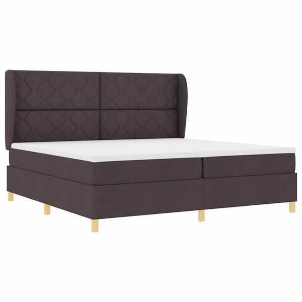 vidaXL Lit &agrave; ressorts avec matelas Marron fonc&eacute; 200 x 200 cm tissu