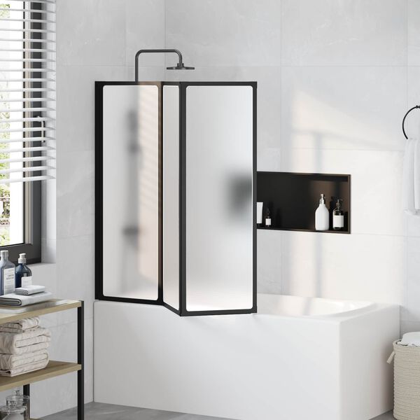 vidaXL Paroi de douche Noir 120 x 2 x 117 cm Aluminium et PP