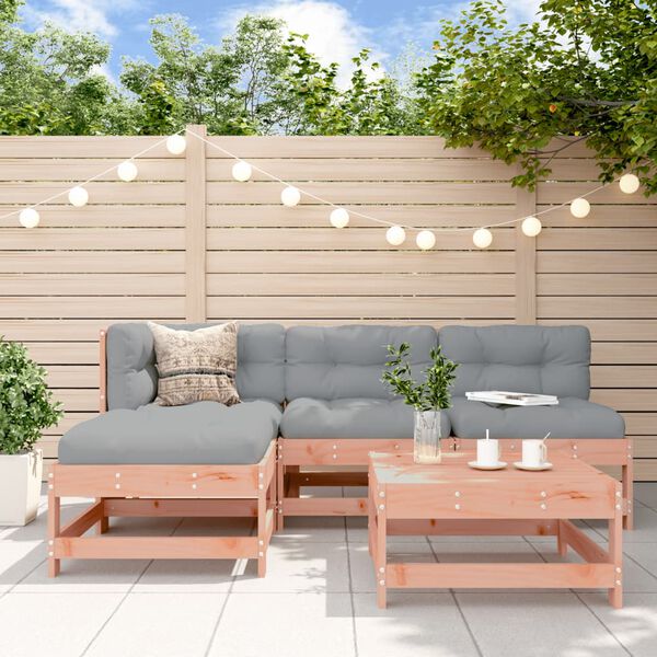 vidaXL Salon de jardin 5 pcs avec coussins bois massif douglas