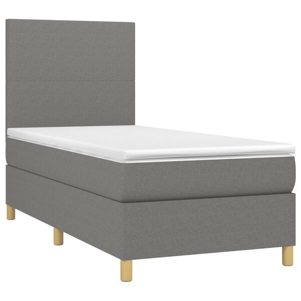 vidaXL Sommier &agrave; lattes de lit et matelas Gris fonc&eacute; 90x190 cm Tissu