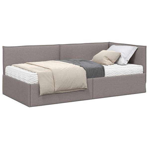 vidaXL Cadre de lit d'angle avec matelas 2 pcs Taupe Velours