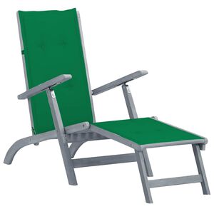 vidaXL Chaise longue d'ext&eacute;rieur repose-pied et coussin Acacia solide