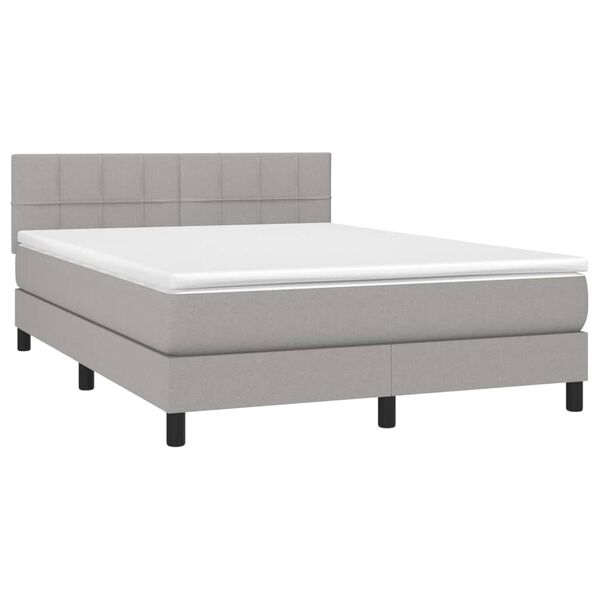 vidaXL Sommier à lattes de lit et matelas et LED Gris clair 140x200 cm