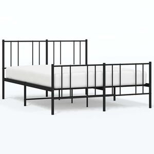 vidaXL Cadre de lit m&eacute;tal sans matelas avec pied de lit noir 135x190cm