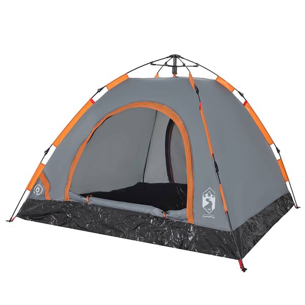 vidaXL Tente de camping 3 personnes gris et orange libération rapide