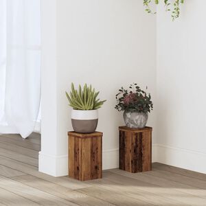 vidaXL Supports pour plantes 2 pcs vieux bois bois d'ing&eacute;nierie