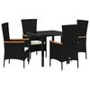 vidaXL Ensemble de salle &agrave; manger pour jardin avec coussin 5 pcs Noir