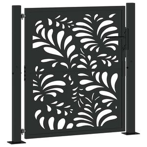 vidaXL Portail de jardin noir 100x100 cm acier conception de vagues