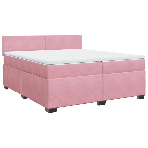 vidaXL Sommier &agrave; lattes de lit avec matelas Rose 200x200 cm Velours