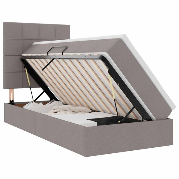 vidaXL Lit avec rangement et matelas Taupe 90 x 190 cm Polyester