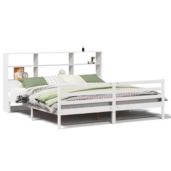 vidaXL Lit biblioth&egrave;que sans matelas blanc 180x200 cm bois pin massif