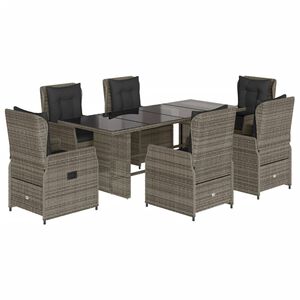 vidaXL Ensemble &agrave; manger de jardin et coussins 7 pcs gris rotin