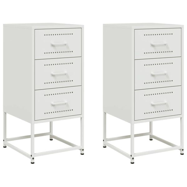 vidaXL Tables de chevet 2 pcs blanc 36x39x78 cm acier