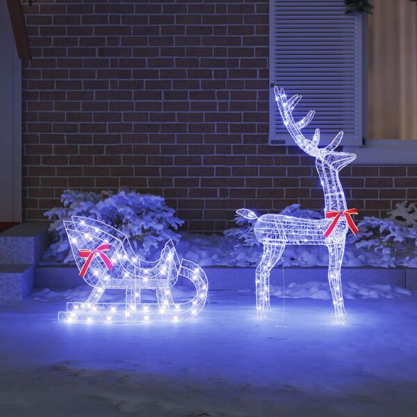 vidaXL Tra&icirc;neau tir&eacute; par un renne Bleu 70 x 26 x 129 cm Acrylique