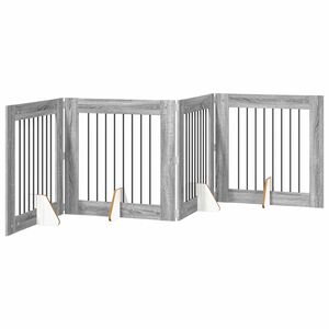 vidaXL Porte de chien pliable avec supports 4 pcs Sonoma gris 321 cm