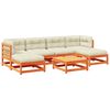 vidaXL Salon de jardin 7 pcs avec coussins cire marron bois pin massif
