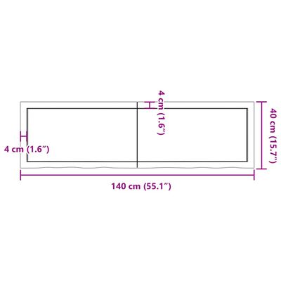 vidaXL Dessus de table 140x40x(2-6) cm bois de chêne massif non traité