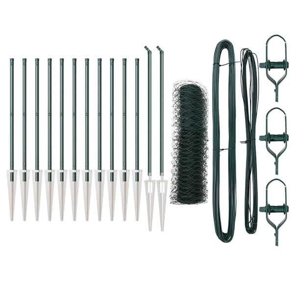 vidaXL Poteau de clôture. Vert 25 x 0,5 m (maille de 36 mm) Acier