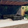 vidaXL Salon de jardin 12 pcs avec coussins Noir Bois de pin