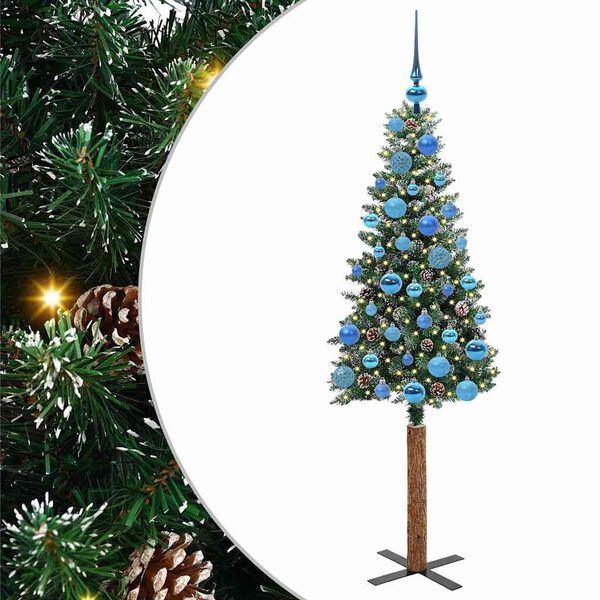 vidaXL Sapin de No&euml;l mince Vert 150 cm PVC et bois de pin massif