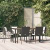 vidaXL Ensemble &agrave; manger de jardin coussins 7pcs Noir R&eacute;sine tress&eacute;e