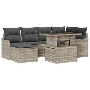 vidaXL Ensemble de canap&eacute; de jardin 7 pc Gris clair