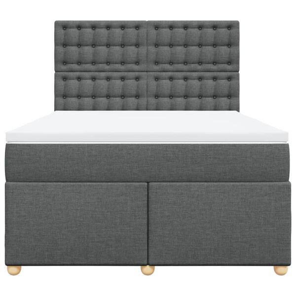 vidaXL Sommier &agrave; lattes de lit avec matelas Gris fonc&eacute; 140x200cm Tissu