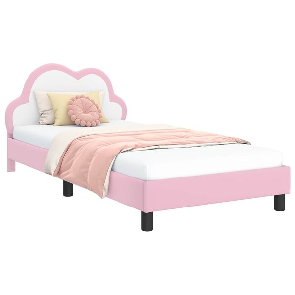 vidaXL Cadre de lit avec t&ecirc;te de lit Rose 90 x 190 cm PU