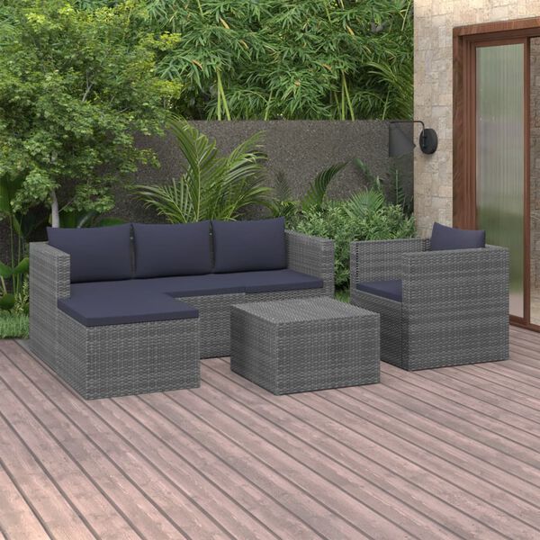 vidaXL Salon de jardin 4 pcs R&eacute;sine tress&eacute;e Gris et anthracite