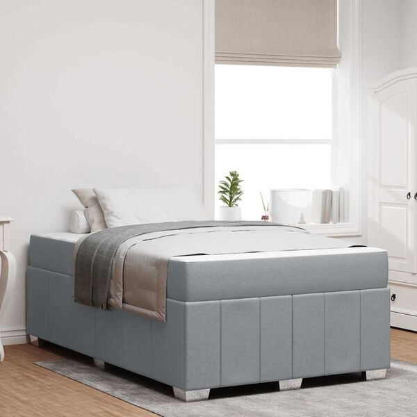 vidaXL Cadre de lit avec matelas Gris clair 120 x 190 cm tissu