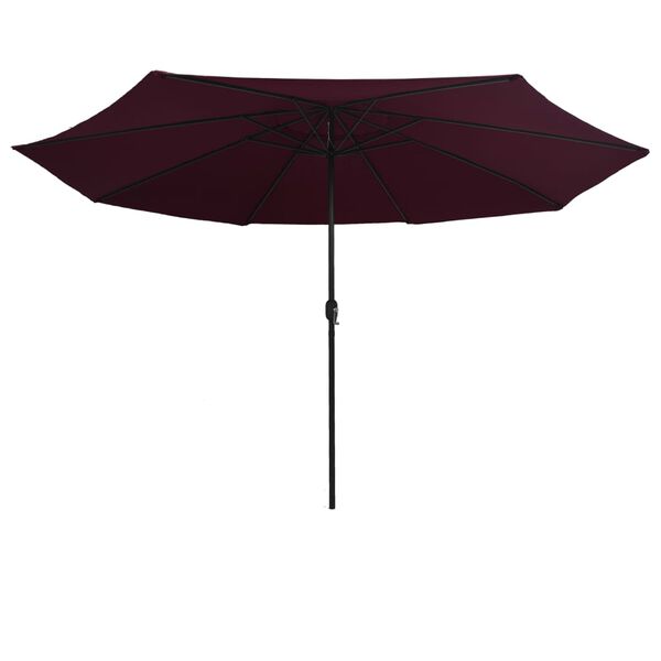 vidaXL Parasol de jardin avec m&acirc;t en m&eacute;tal 390 cm rouge bordeaux