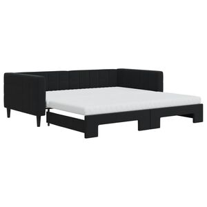 vidaXL Lit de jour avec lit gigogne et matelas noir 100x200 cm velours