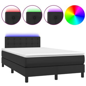 vidaXL Sommier &agrave; lattes de lit avec matelas et LED Noir 120x200cm