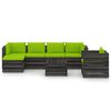 vidaXL Salon de jardin 7 pcs avec coussins Bois impr&eacute;gn&eacute; de gris