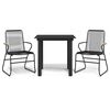 vidaXL Ensemble &agrave; manger de jardin 3 pcs noir rotin PVC