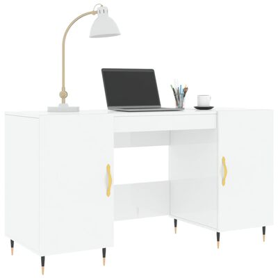 vidaXL Bureau Blanc brillant 140x50x75 cm Bois d'ingénierie