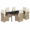 vidaXL Ensemble &agrave; manger de jardin et coussins 7 pcs beige poly rotin