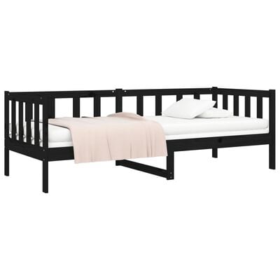 vidaXL Lit de jour sans matelas noir 90x190 cm bois de pin massif