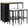 vidaXL Ensemble de bar de jardin 5 pcs et coussins Résine tressée Noir