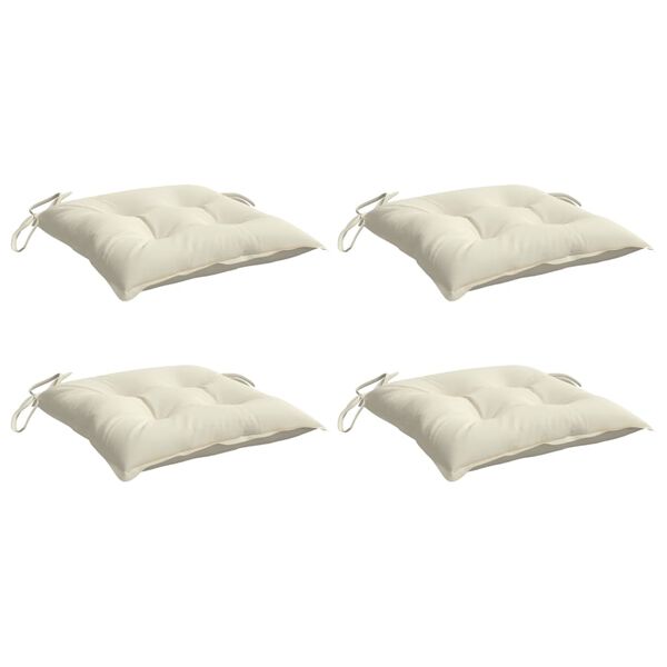 vidaXL Coussins de chaise lot de 4 blanc crème 50x50x7 cm tissu oxford