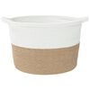 vidaXL Panier &agrave; linge marron et blanc &Oslash;60x36 cm coton