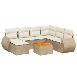 vidaXL Salon de jardin avec coussins 8 pcs beige r&eacute;sine tress&eacute;e
